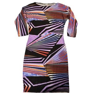 Cache Vtg 90's Y2K Color Blocked Bodycon Party Cocktail Rave Geometric Dress Lg